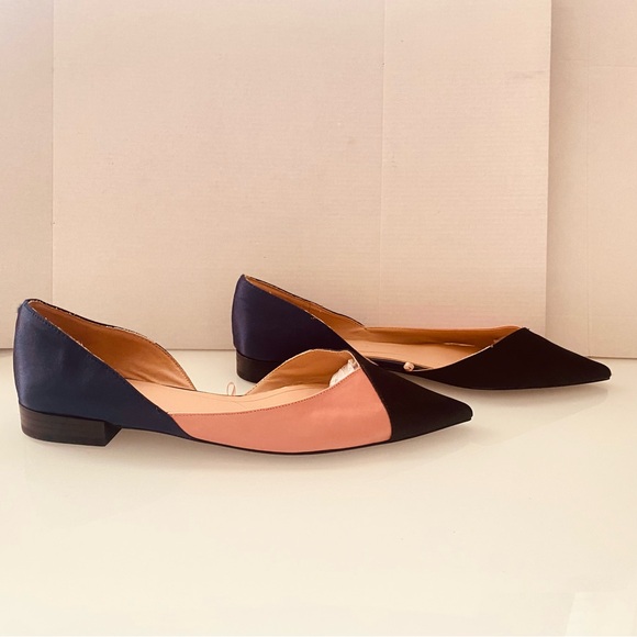 Zara Satin Fabric Black/ Peach/Navy Color Block  loafers EU 38 Size 71/2M - Picture 6 of 14